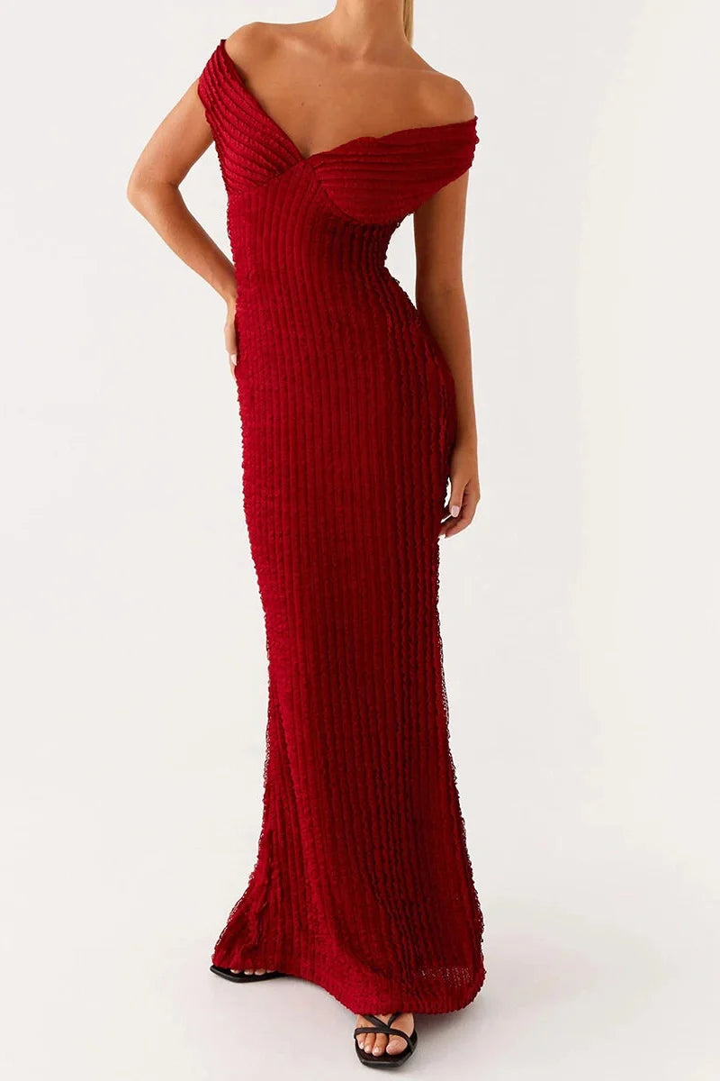 Bodycon Off-Shoulder Slim Fit Maxi Dress