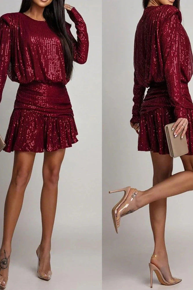 Elegant Fit High Waist O-Neck Mini Dress