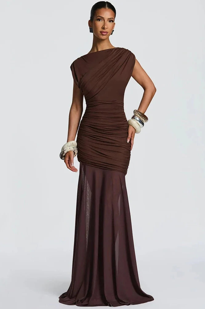 Sleeveless O Neck High Waist Maxi Dress