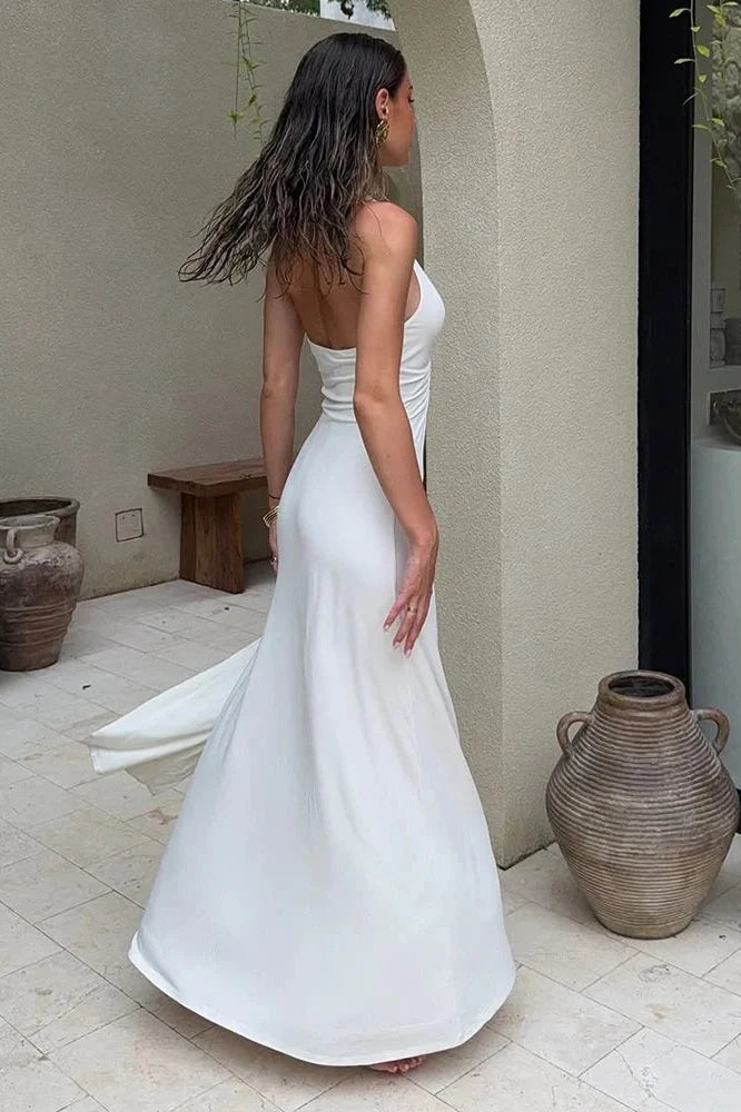 Elegant Deep V Neck Slim Sleeveless Maxi Dress