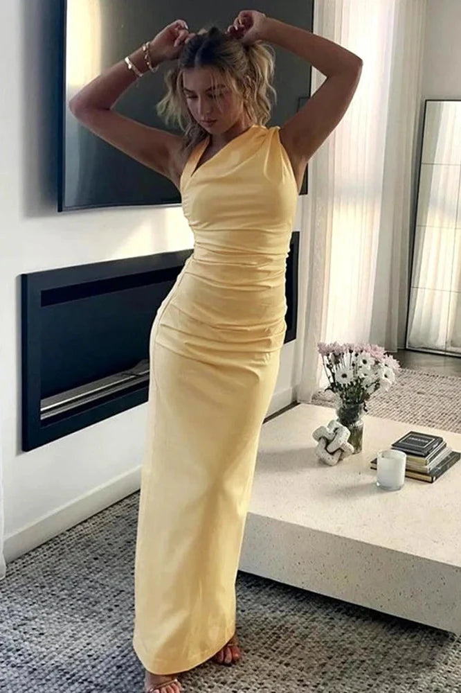 Elegant Backless Bodycon Slit Maxi Dress