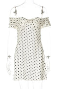 Polka Dot Print Sleeveless Backless Slim Mini Dress