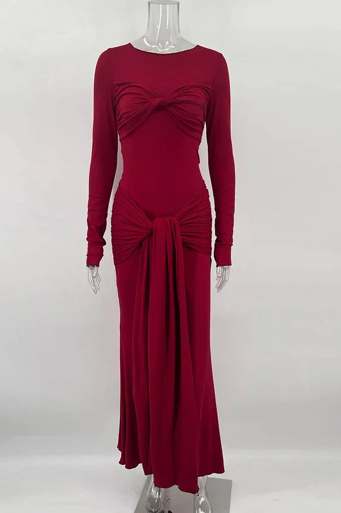 Elegant Bodycon Long Sleeve Maxi Dress