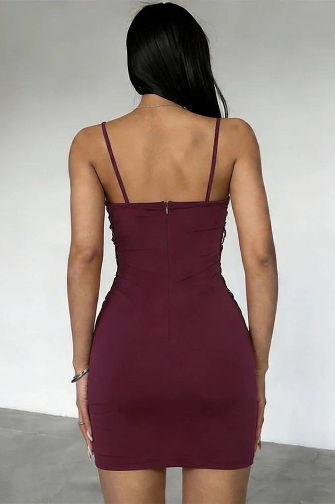 Sleeveless High Waist Pleated Backless Mini Dress