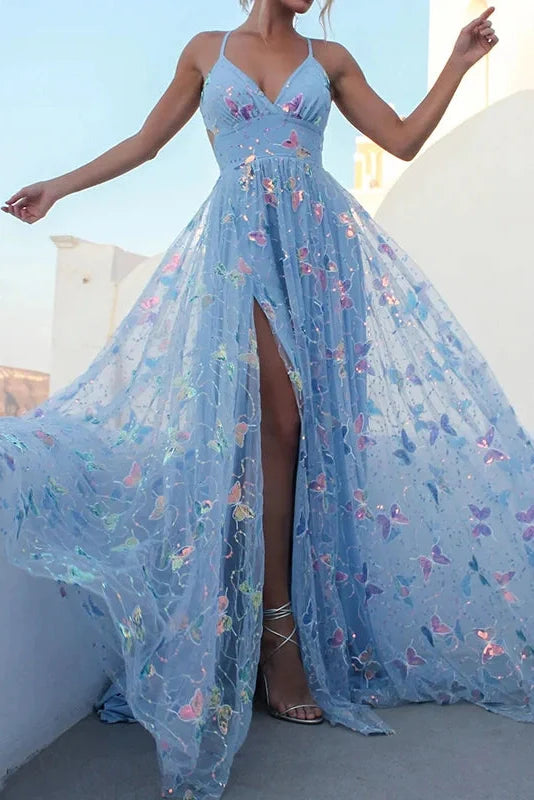 Elegant Sleeveless Pleated High Waist V-Neck Maxi Dress