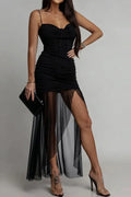 Hollow Out Sleeveless High Waist Pleated Maxi Dress