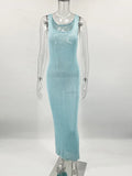 See-Through Knitted Slim Backless Maxi Dress