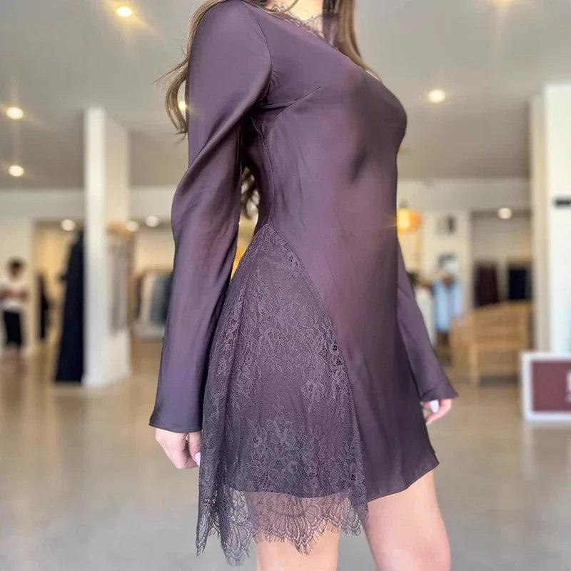 Lace Long Sleeve Bodycon Mini Dress