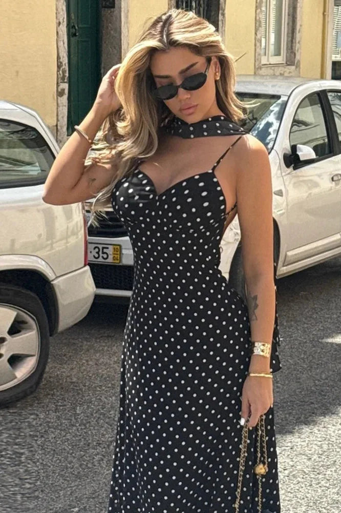 Spaghetti Strap Sleeveless Backless A-Line Maxi Dress