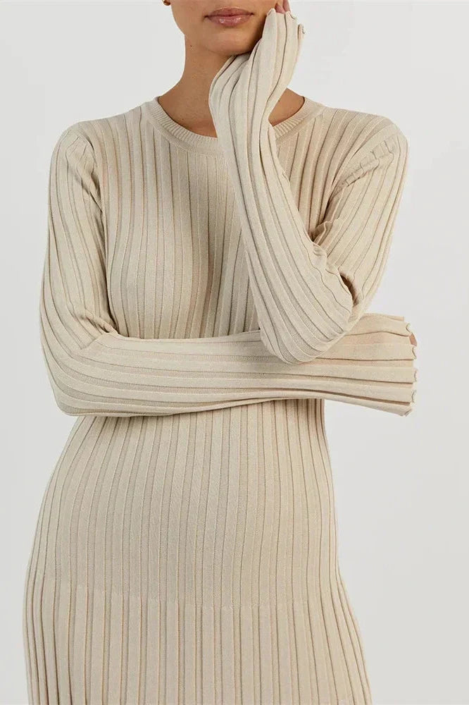 Lace-Up High Waist Patchwork Long Sleeve Maxi Dress