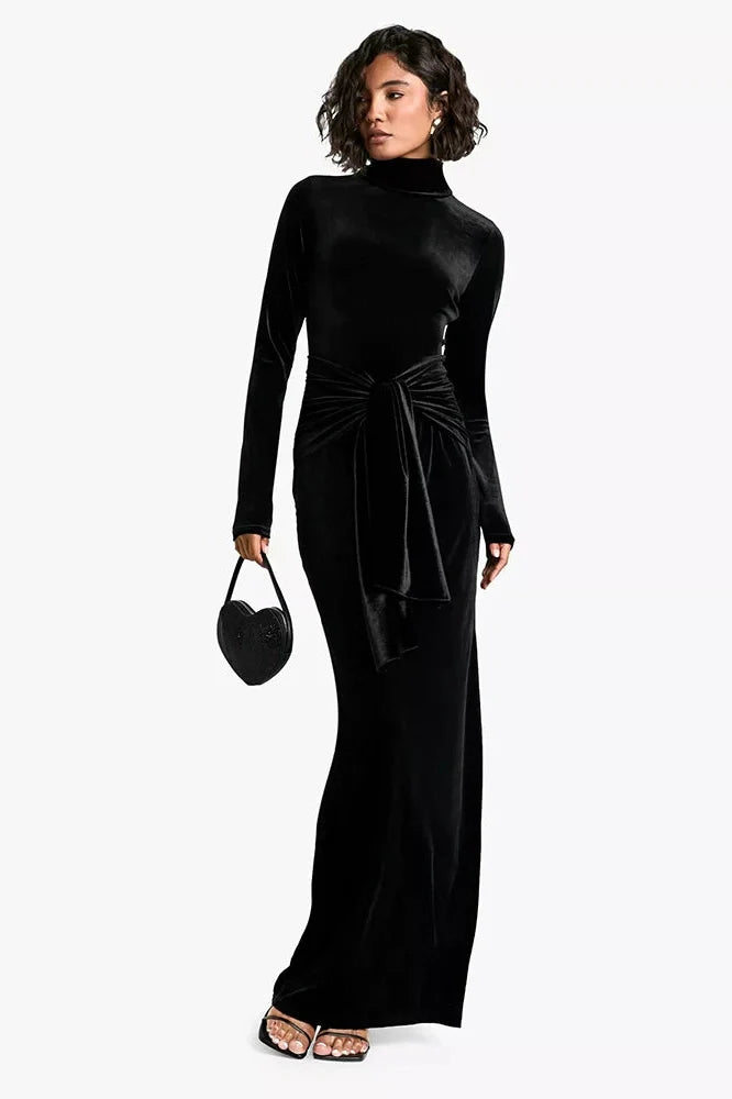 Long Sleeve Turtleneck Bodycon Maxi Dress