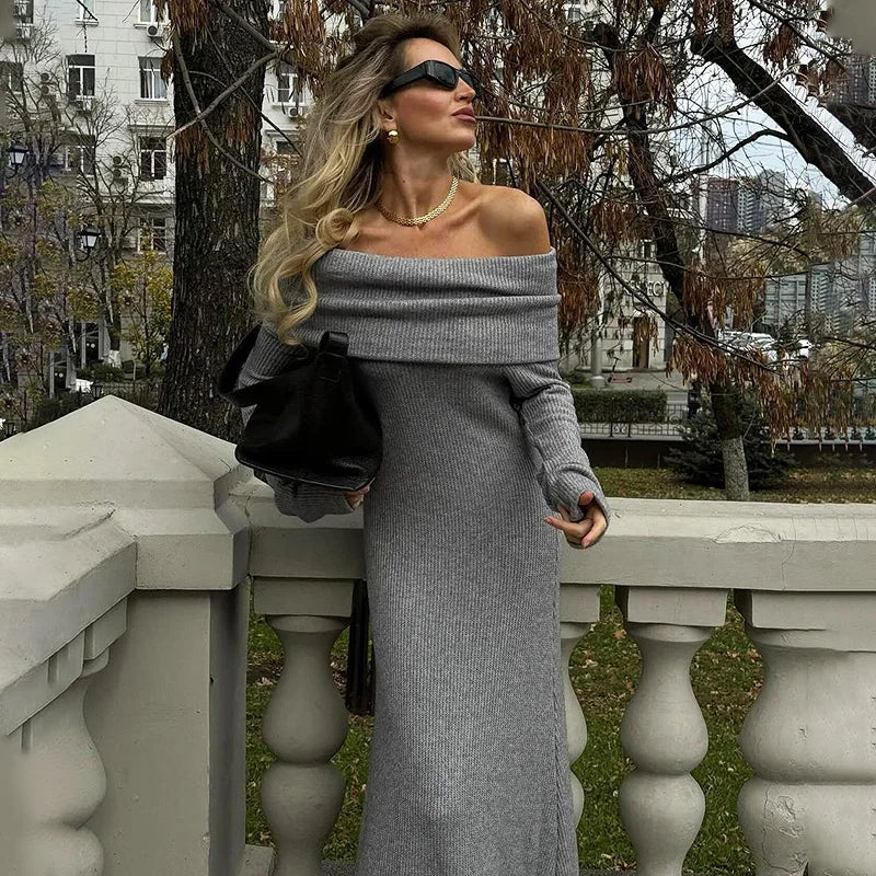 Elegant Off Shoulder Backless Maxi Dress