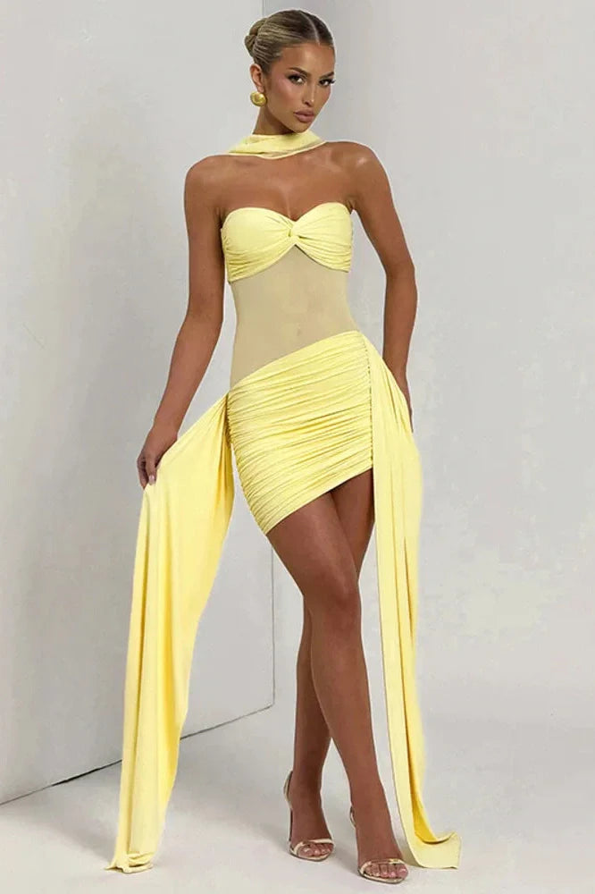 Off-Shoulder Strapless Sleeveless Backless Mini Dress