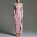 Lace Patchwork Hollow Out See Through Maxi Dress