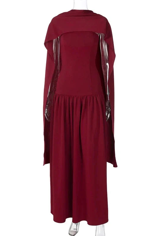 Elegant Strapless Lace Up Slim High Waist Maxi Dress