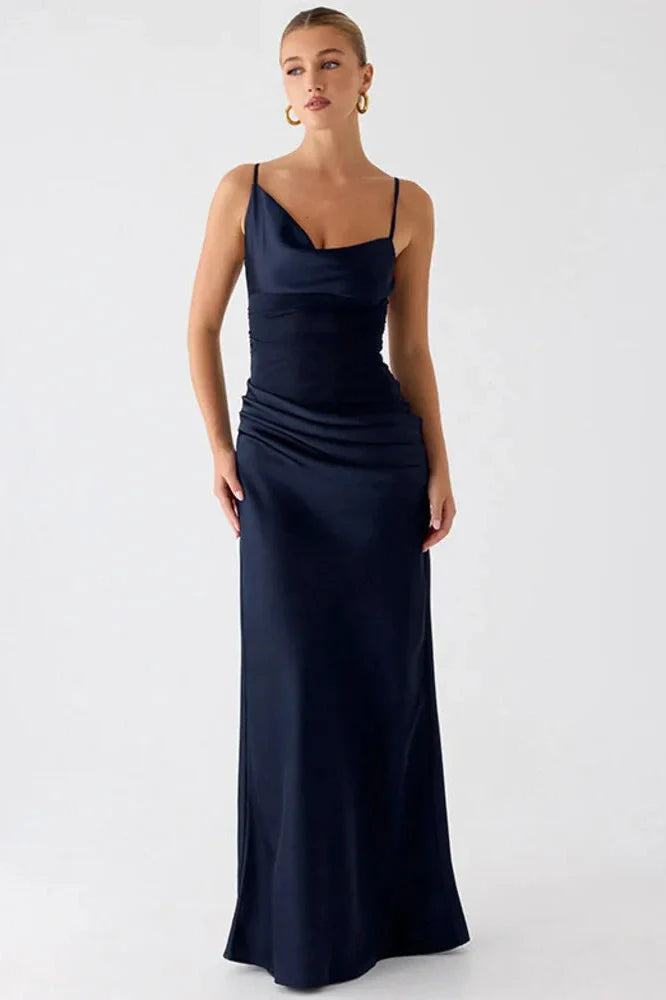 Spaghetti Strap Backless See Through Sleeveless Maxi Dress