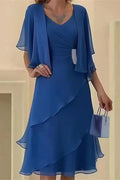 Elegant Short Sleeve Slim Midi Dress