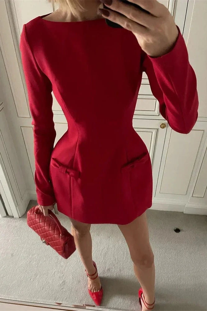 Elegant Slim Patchwork High Waist Mini Dress