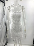 Lace Hollow Sleeveless Slim High Waist Mini Dress