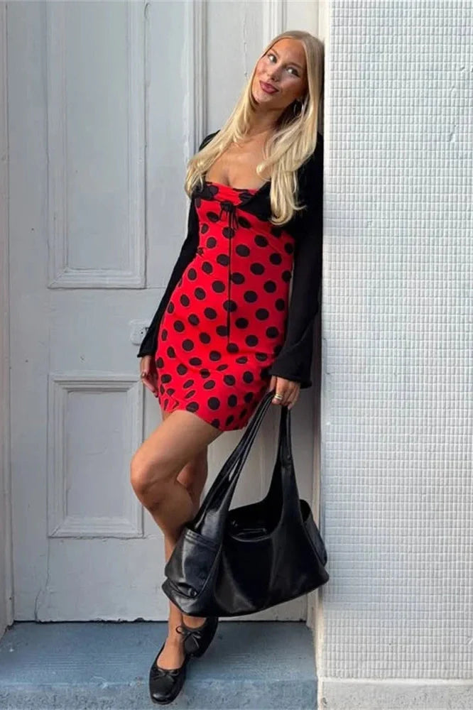 Patchwork Backless Sleeveless Mini Dress