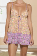 Sleeveless Printed V-Neck Backless Mini Dress