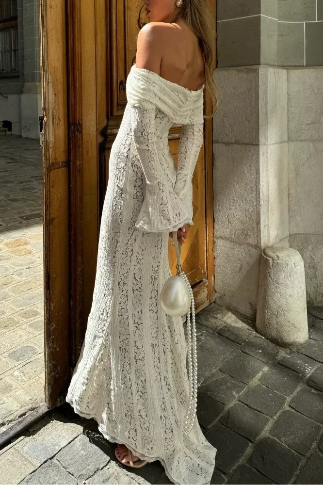 Hollow Out Backless Slim Lace-Up Maxi Dress