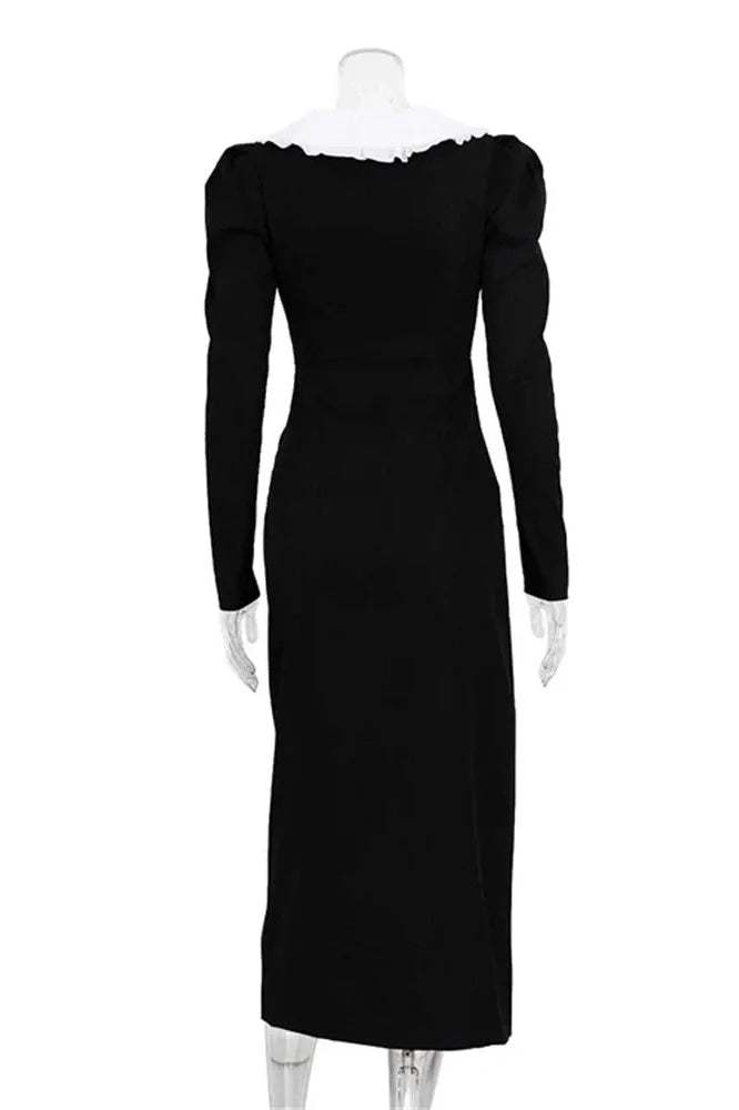 Patchwork V-Neck Slim High Split Maxi Dress