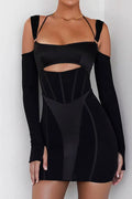 Hollow Out Elegant Spaghetti Strap Backless Mini Dress