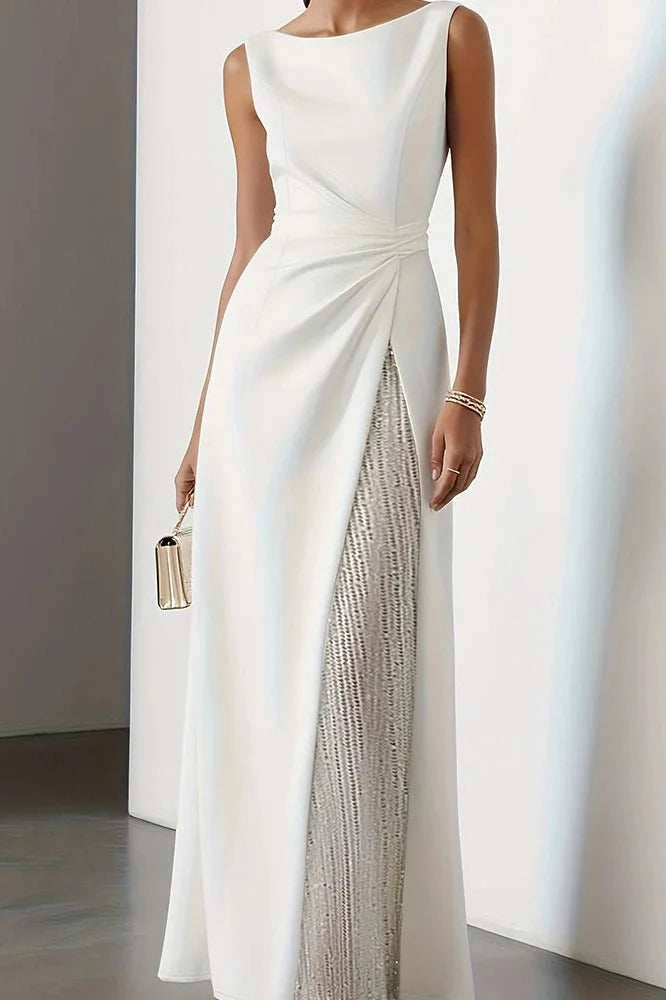 Hollow Out O-Neck Sleeveless High Waist Maxi Dress