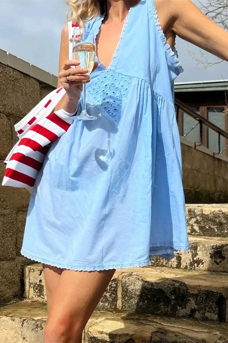 Sleeveless Deep V-Neck Mini Dress