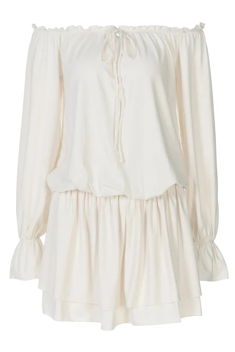 Elegant Off-Shoulder Strapless Lantern Sleeve Mini Dress
