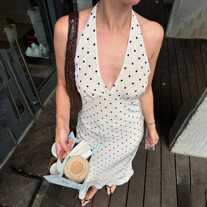 Printed Backless Bodycon Midi Dress