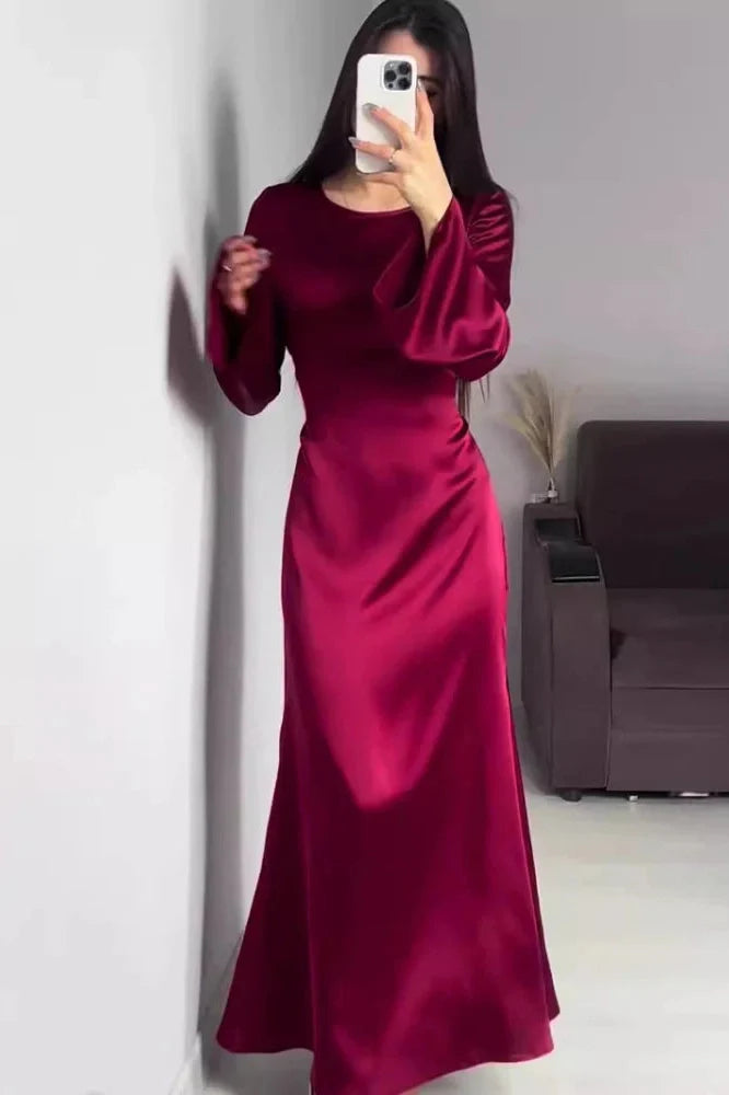 Bell Sleeve Lace-Up Slim Bodycon Maxi Dress