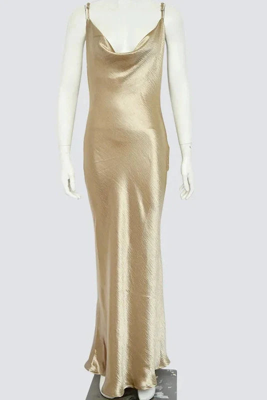 Elegant Spaghetti Strap Sleeveless Backless Maxi Dress
