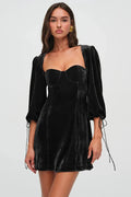 Elegant Square Collar Half Sleeve Backless Mini Dress