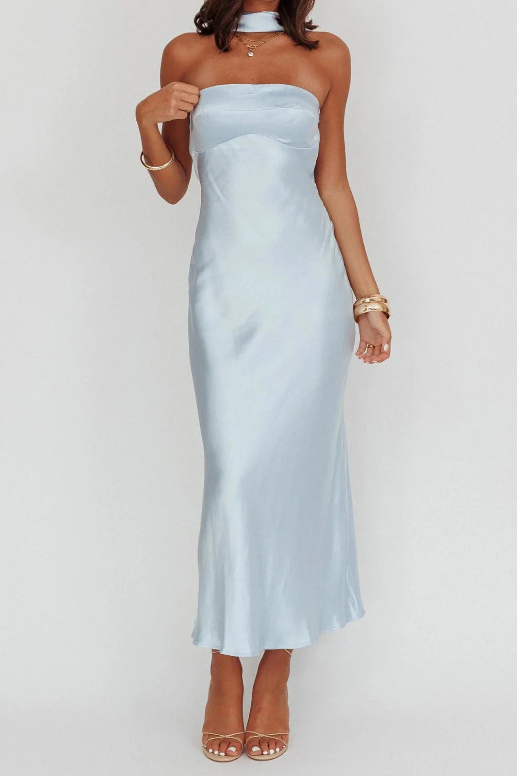 Backless Strapless Slim Fit Sleeveless Maxi Dress