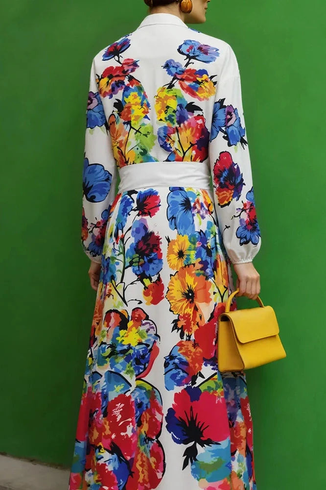 Elegant Loose Pleated Long Sleeve Maxi Dress