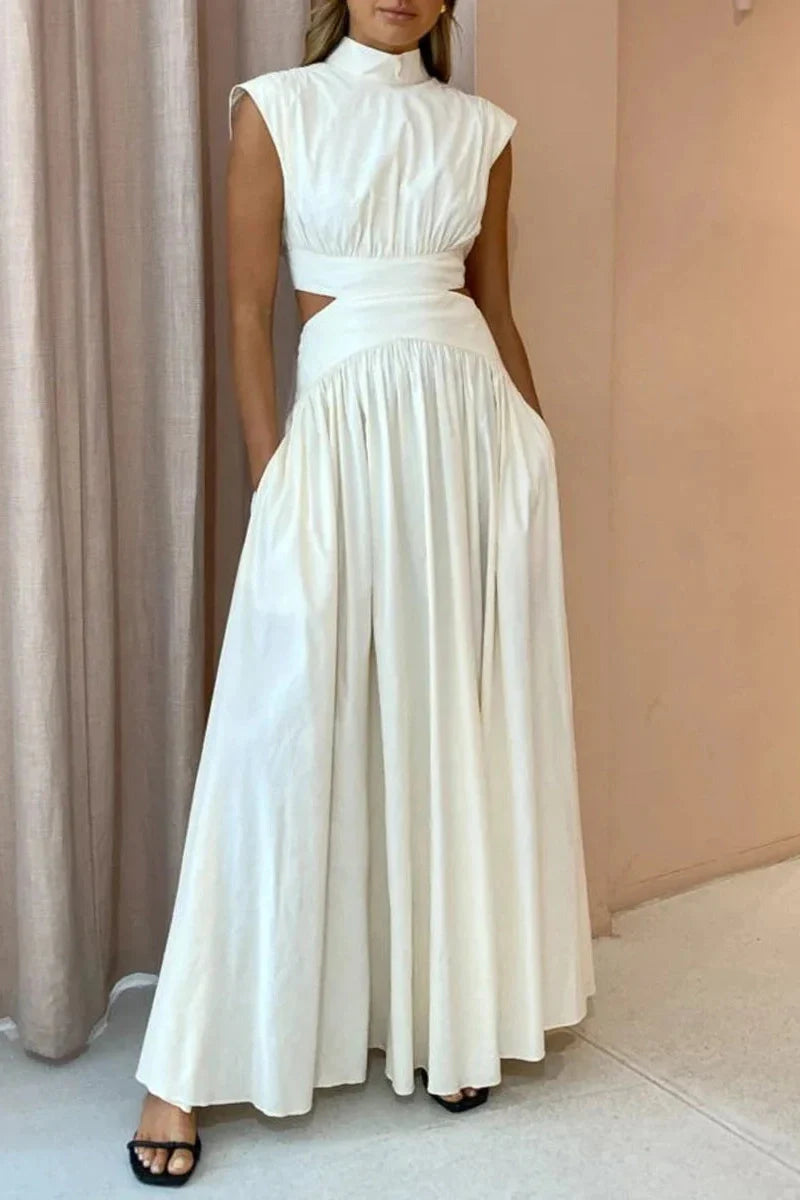 Hollow-Out Sleeveless Loose Maxi Dress
