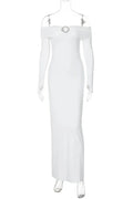 Off-shoulder Strapless Long Sleeve Backless Maxi Dress