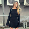 Backless Long-Sleeved Round Neck Mini Dress