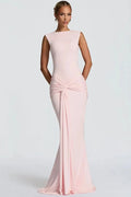 Backless O Neck Sleeveless High Waist Maxi Dress