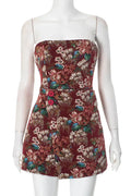 Off-shoulder Strapless Backless Print Bodycon Mini Dress