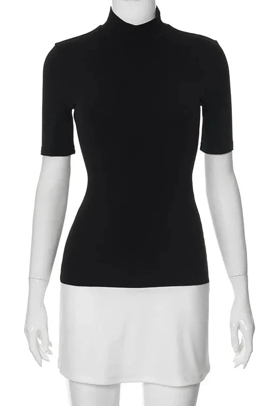 Elegant Slim High Waist Turtleneck Mini Dress