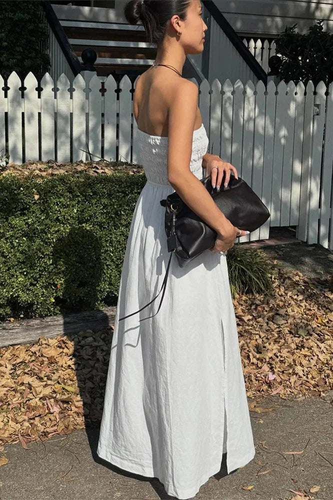 Backless Patchwork High Waist Maxi Dress