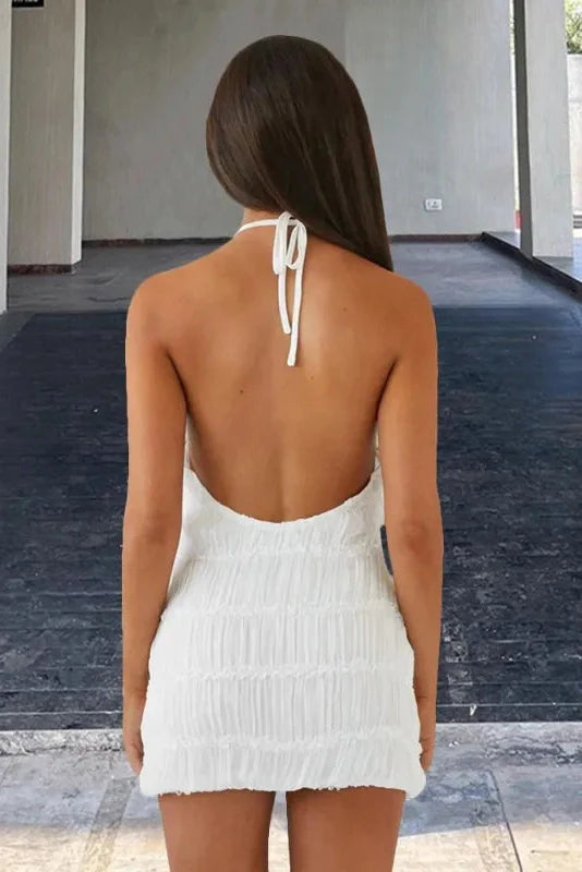 Elegant Backless Lace Up Bodycon Mini Dress
