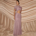 Elegant Hollow Out Patchwork See Through Maxi Dress