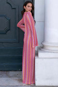 Hollow Out V-Neck Long Sleeve Lace Patchwork Maxi Dress