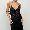 Hollow Out Lace High Waist Backless Maxi Dress