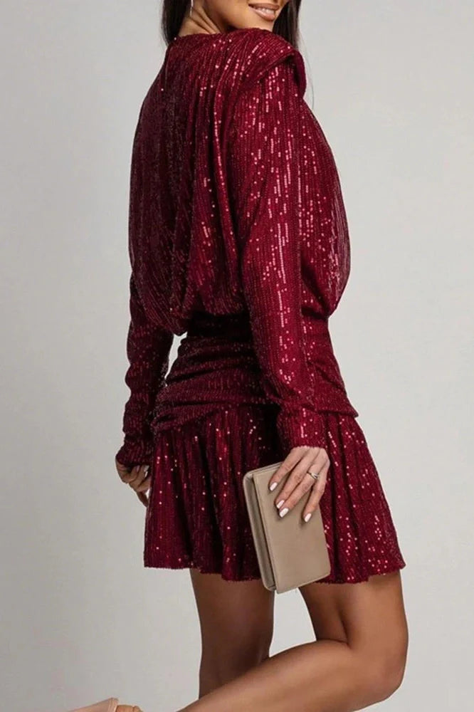 Elegant Fit High Waist O-Neck Mini Dress