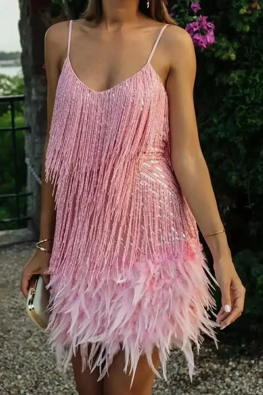 Elegant Spaghetti Straps Mini Dresses